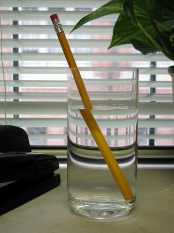 A pencil in water