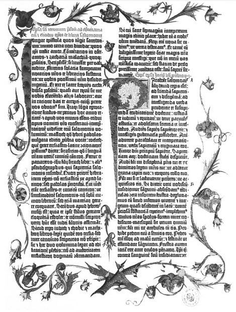 Первая страница Библии Гутенберга, 1464 г.