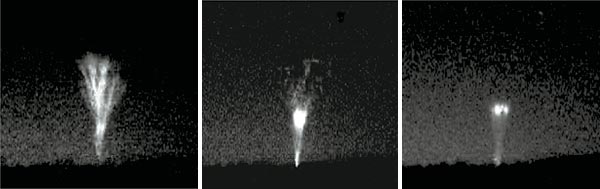 На этих редчайших кадрах зарегистрировано возникновение и угасание гигантского джета, вспыхнувшего в 300 километрах от места наблюдения. Фото: STEVEN CUMMER/DUCE UNIVERSITY 